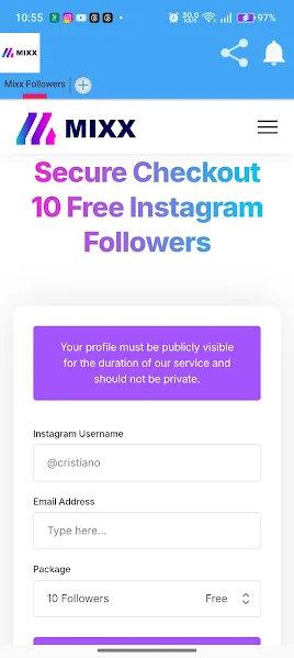 Screenshot of Mixx Followers Free